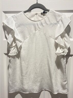 Express White Ruffle Sleeve Blouse